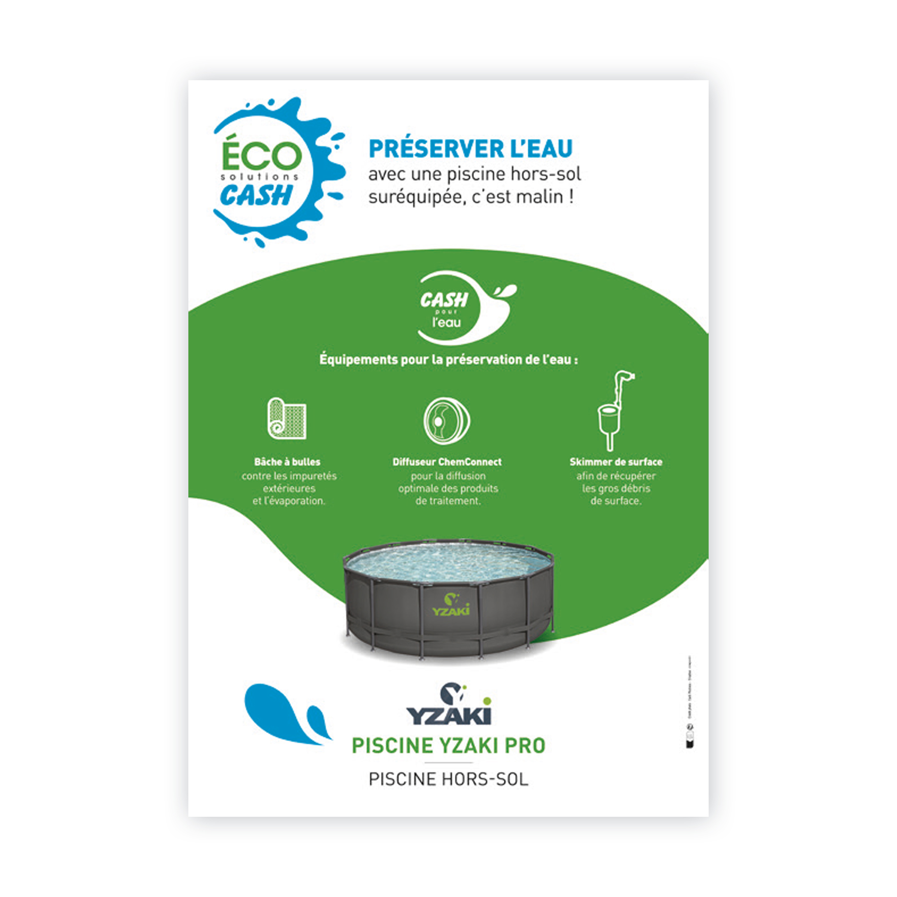 Affiche A3 Éco Solutions CASH - PISCINE YZAKI PRO